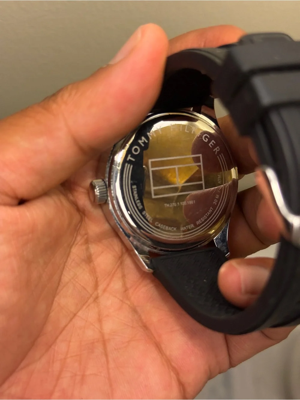Tommy Hilfiger Black & Yellow Sport Watch men’s rubber strap